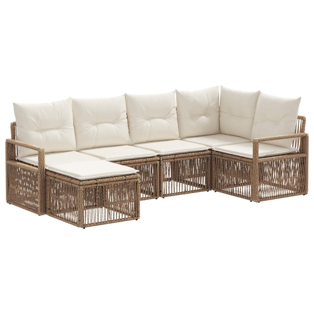 vidaXL Trädgårdsoffset 6 pcs Beige konstrotting