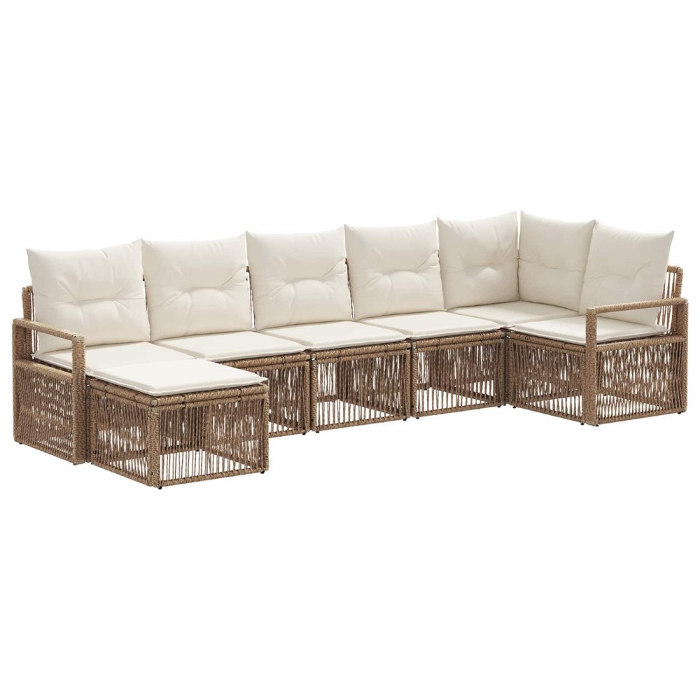 vidaXL Trädgårdsoffset 7 pcs Beige konstrotting