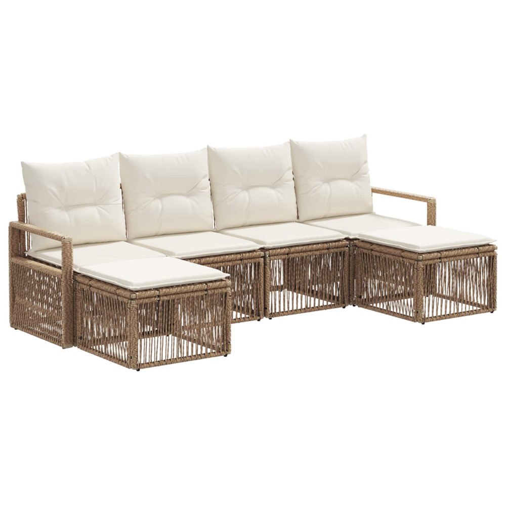 vidaXL Trädgårdsoffset 6 pcs Beige konstrotting