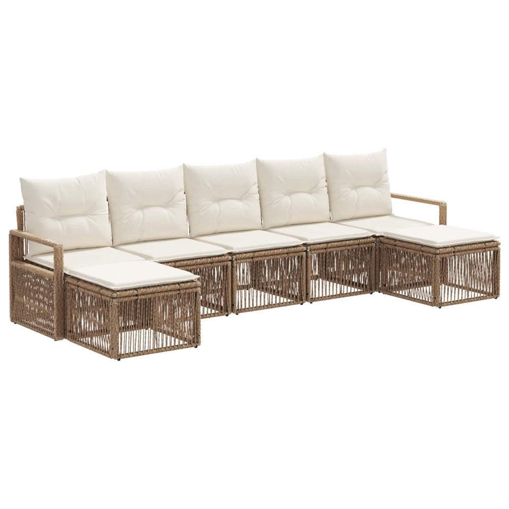 vidaXL Trädgårdsoffset 7 pcs Beige konstrotting