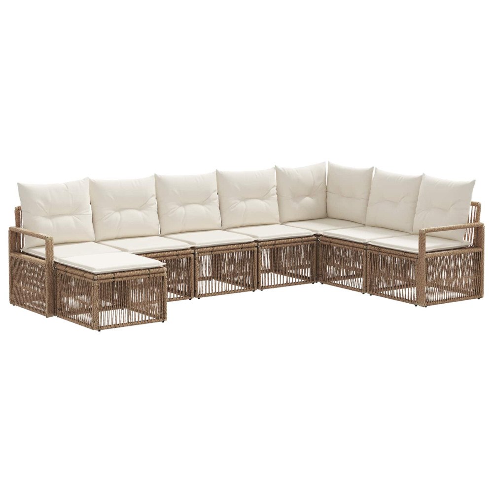 vidaXL Trädgårdsoffset 8 pcs Beige konstrotting
