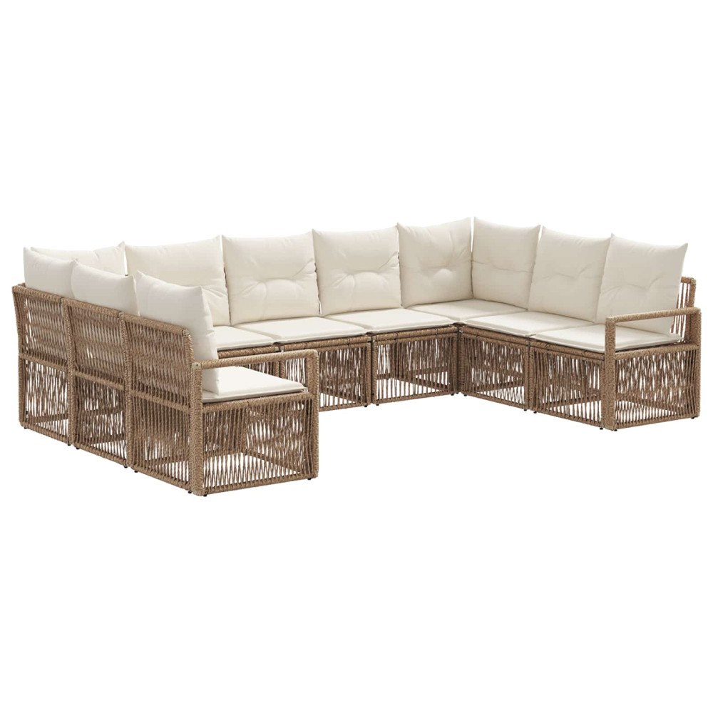 vidaXL Trädgårdsoffset 9 pcs Beige konstrotting