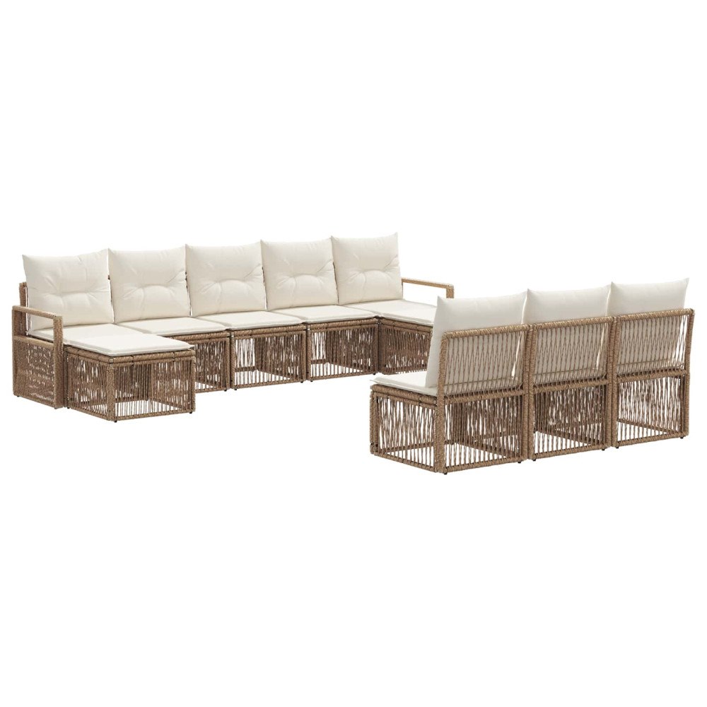 vidaXL Trädgårdsoffset 10 pcs Beige konstrotting