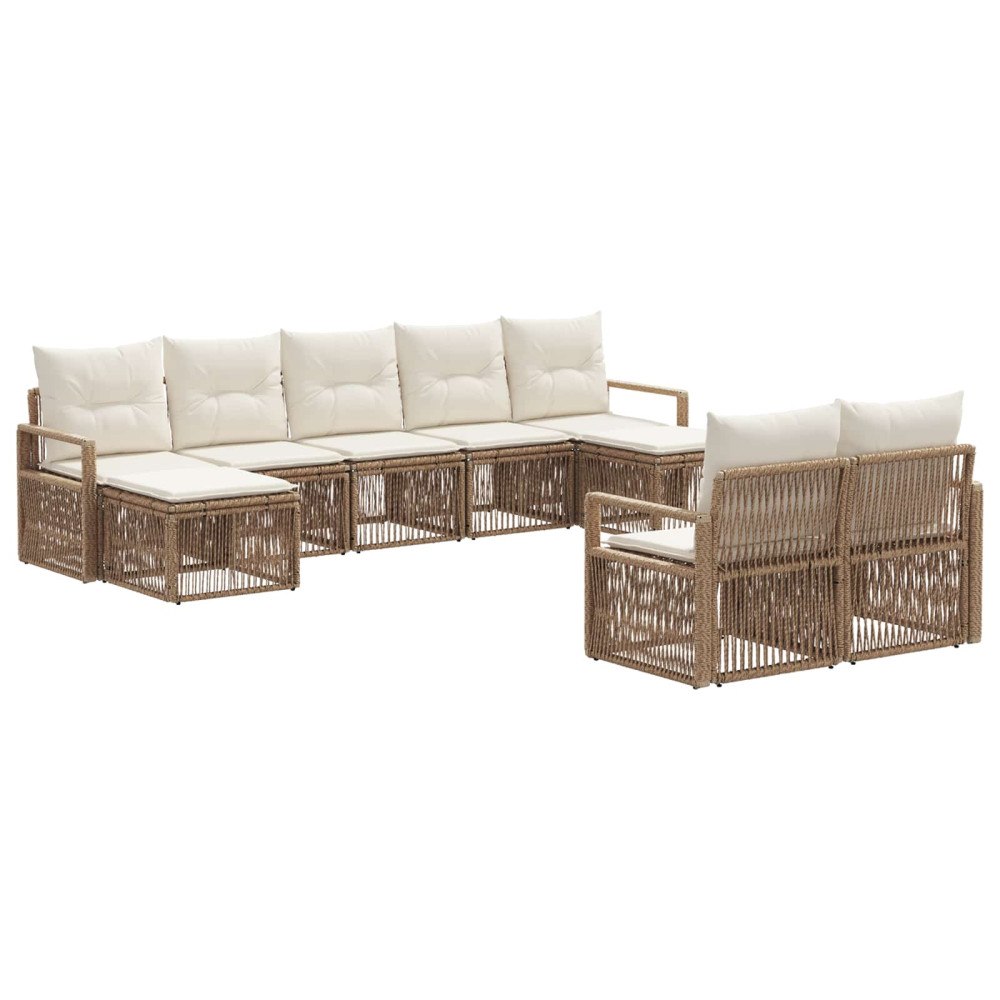 vidaXL Trädgårdsoffset 9 pcs Beige konstrotting