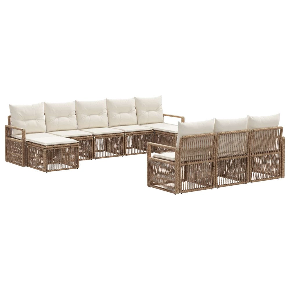 vidaXL Trädgårdsoffset 10 pcs Beige konstrotting