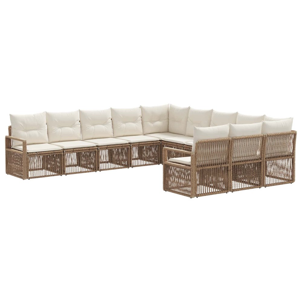 vidaXL Trädgårdsoffset 11 pcs Beige konstrotting