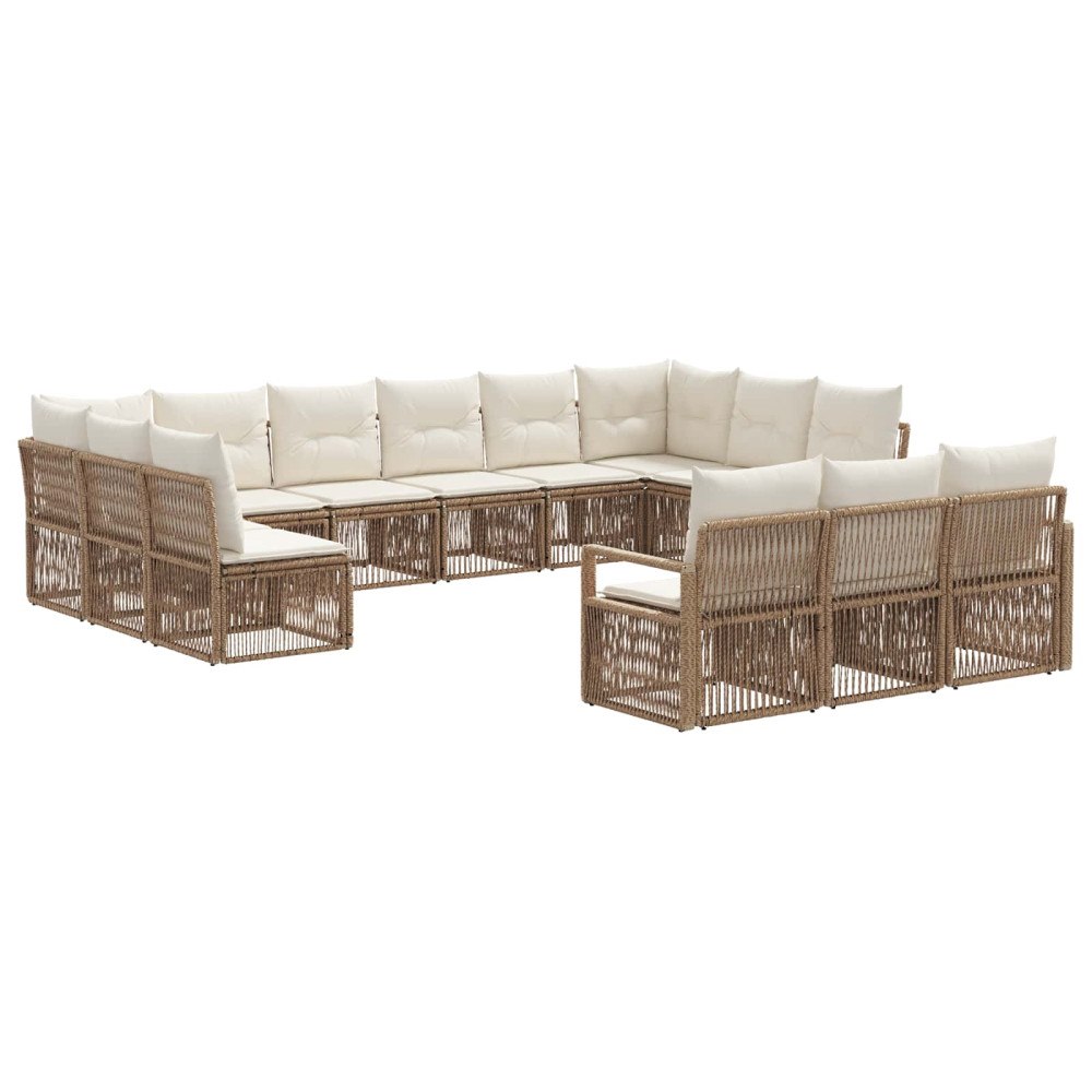 vidaXL Trädgårdsoffset 13 pcs Beige konstrotting
