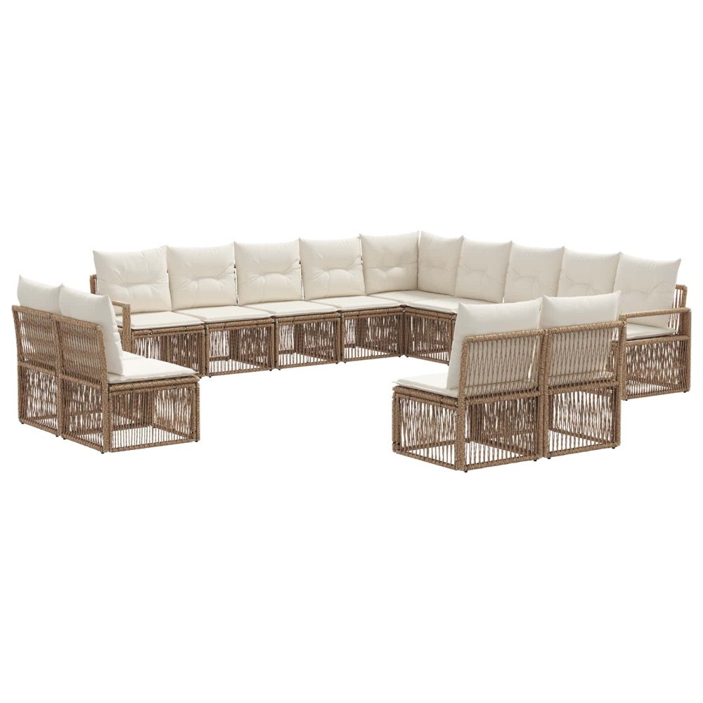 vidaXL Trädgårdsoffset 13 pcs Beige konstrotting