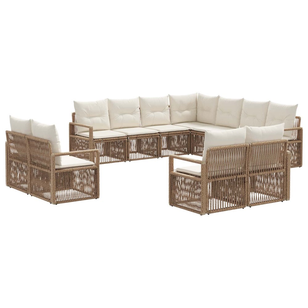 vidaXL Trädgårdsoffset 11 pcs Beige konstrotting