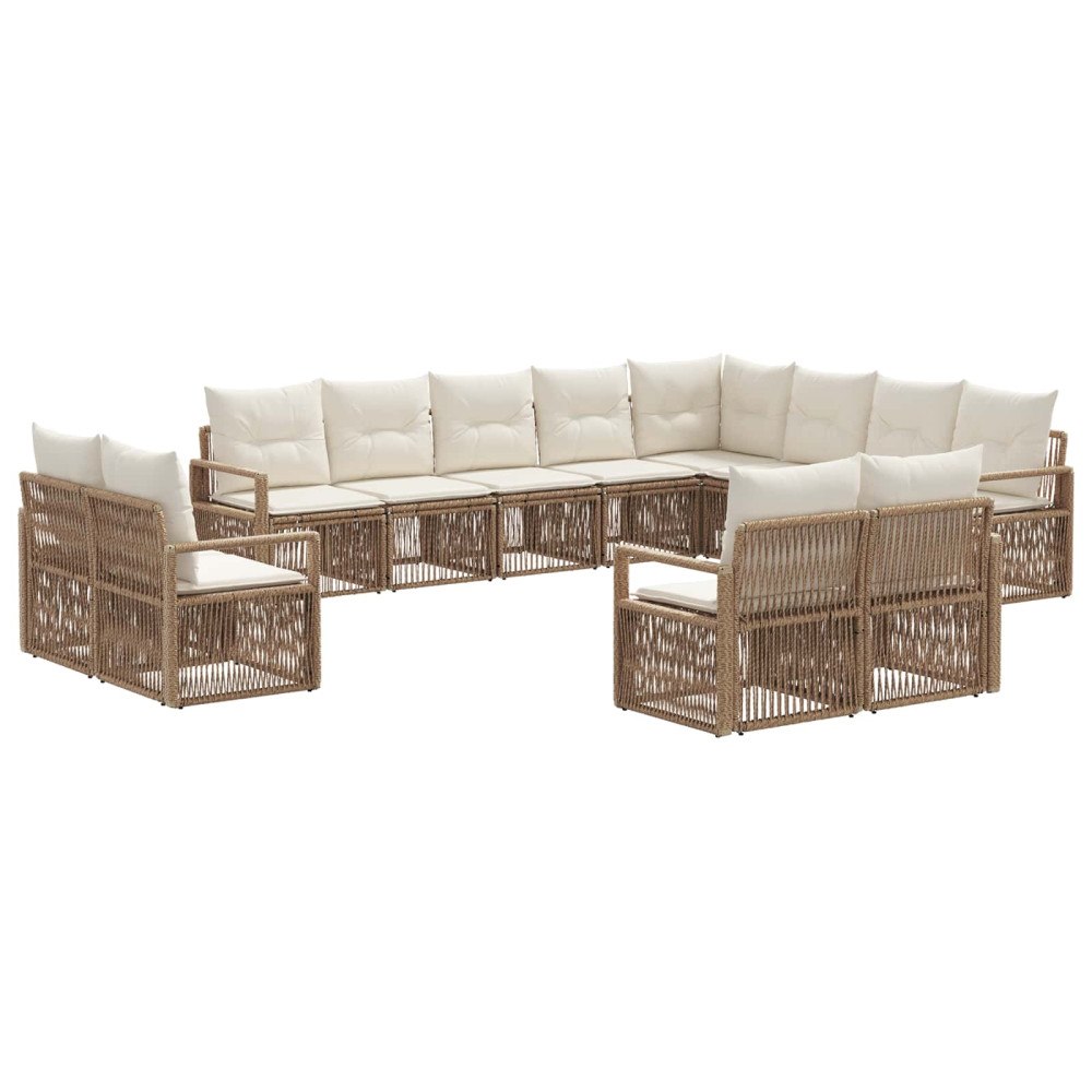 vidaXL Trädgårdsoffset 12 pcs Beige konstrotting