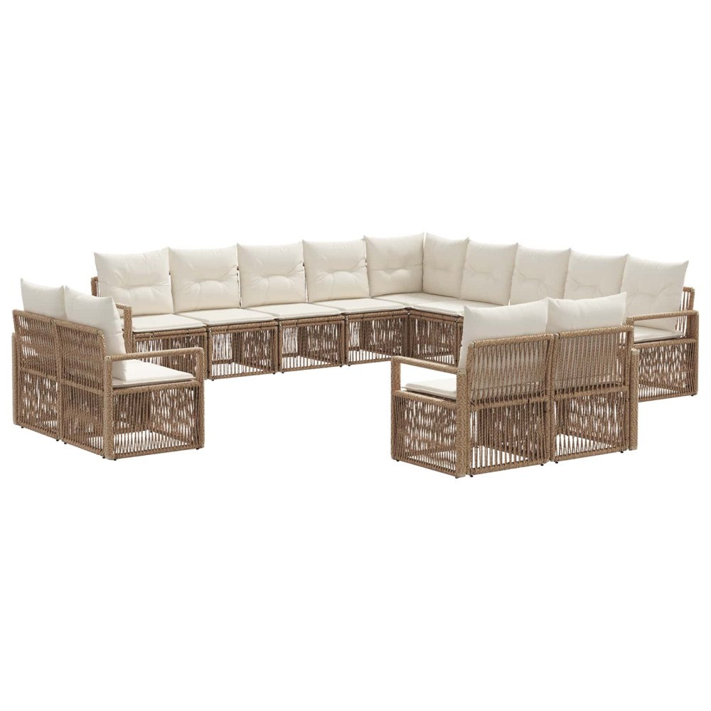 vidaXL Trädgårdsoffset 13 pcs Beige konstrotting