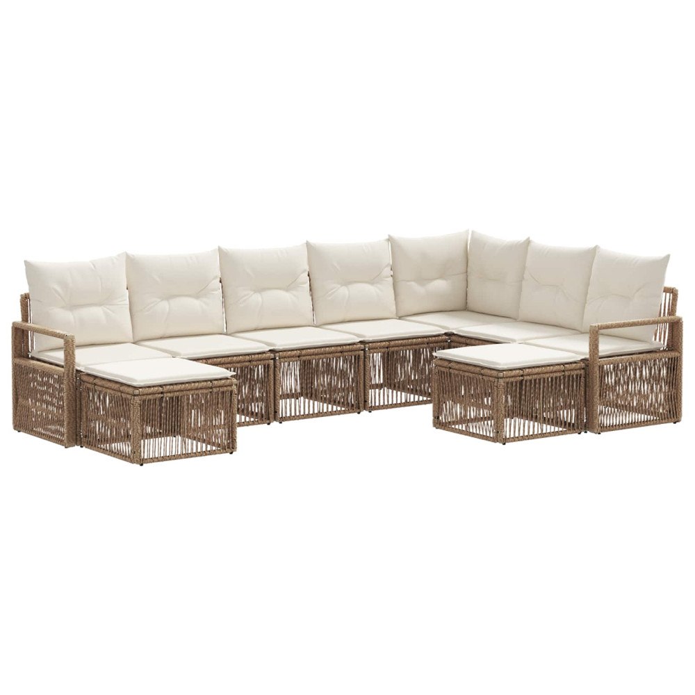 vidaXL Trädgårdsoffset 9 pcs Beige konstrotting
