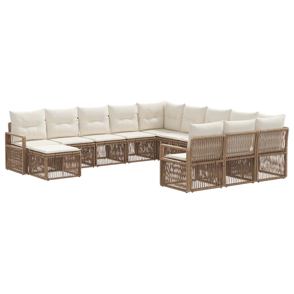 vidaXL Trädgårdsoffset 12 pcs Beige konstrotting