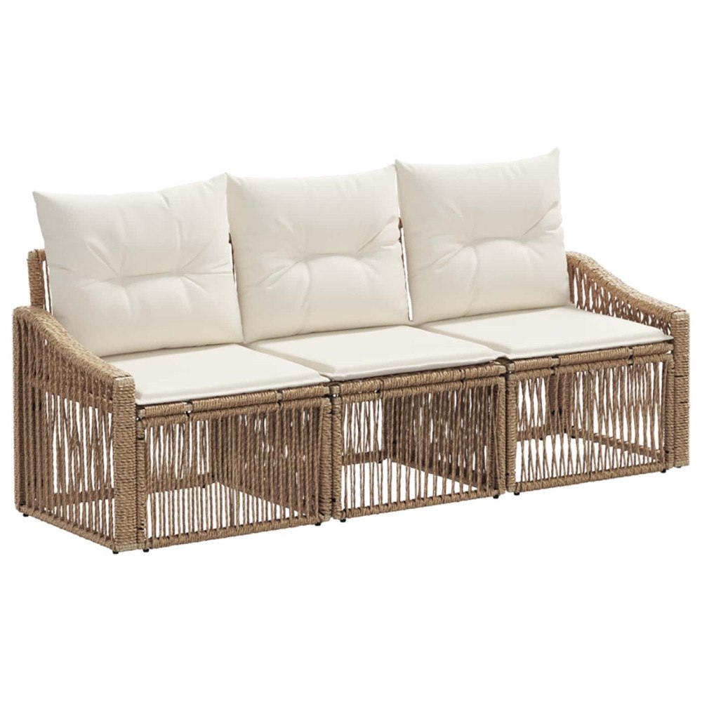 vidaXL Trädgårdsoffset 3 pcs Beige konstrotting