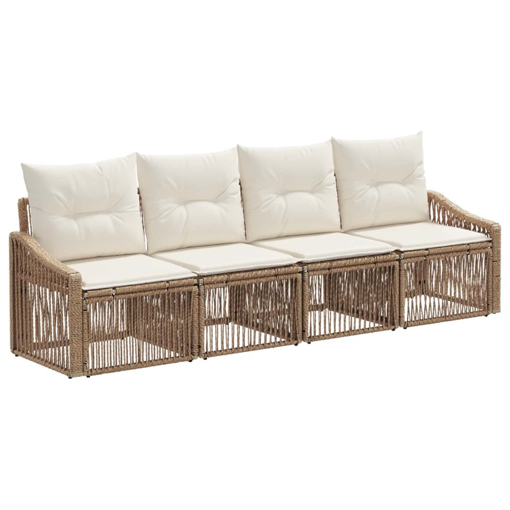 vidaXL Trädgårdsoffset 4 pcs Beige konstrotting