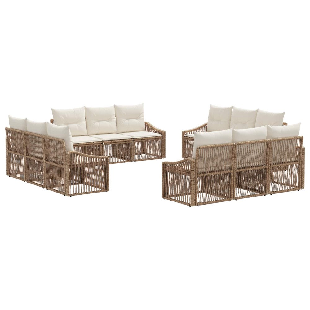 vidaXL Trädgårdsoffset 12 pcs Beige konstrotting