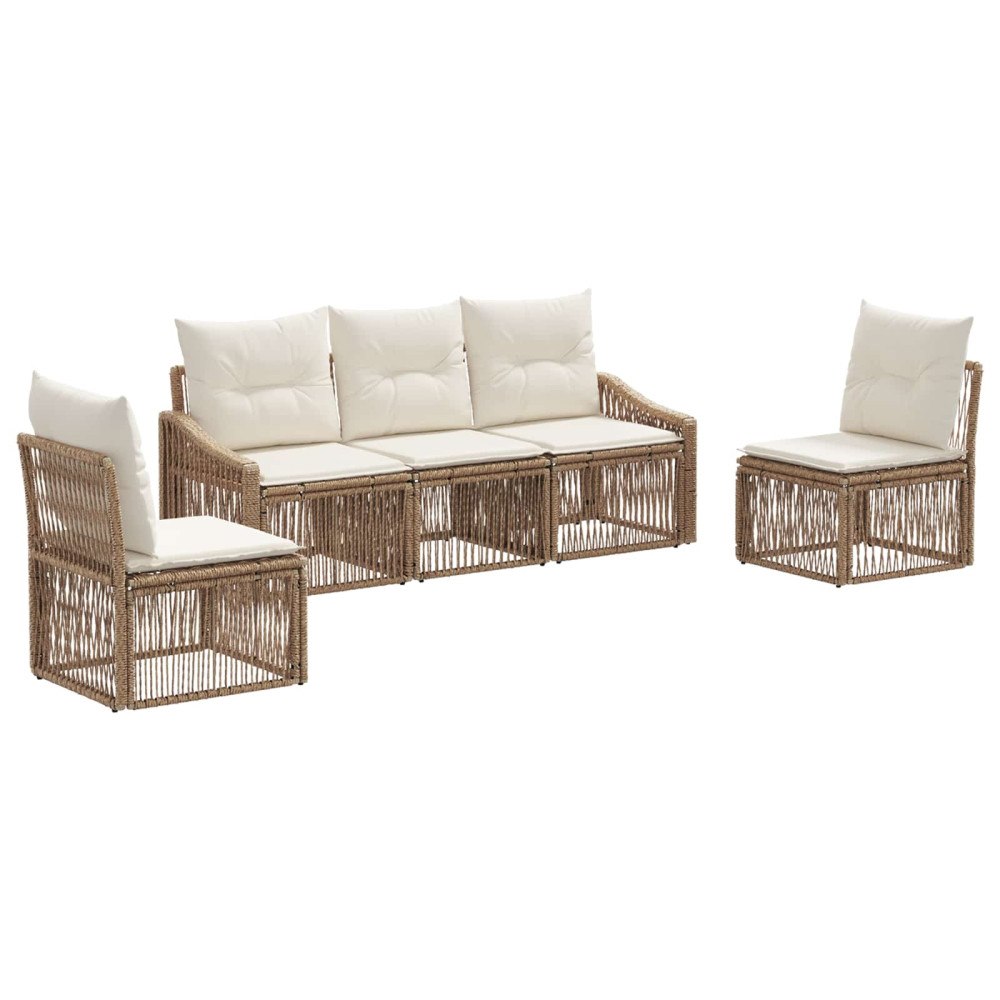vidaXL Trädgårdsoffset 5 pcs Beige konstrotting