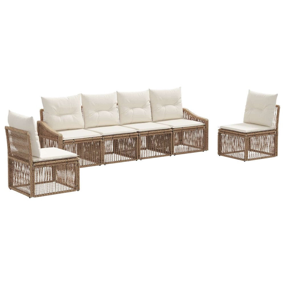 vidaXL Trädgårdsoffset 6 pcs Beige konstrotting