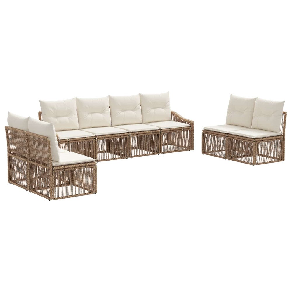 vidaXL Trädgårdsoffset 8 pcs Beige konstrotting