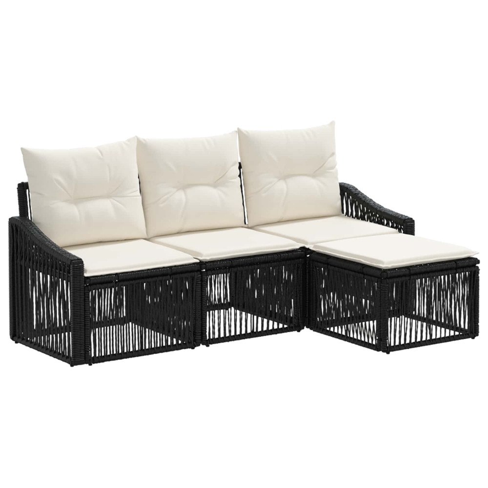 vidaXL Trädgårdsoffset 4 pcs Svart konstrotting