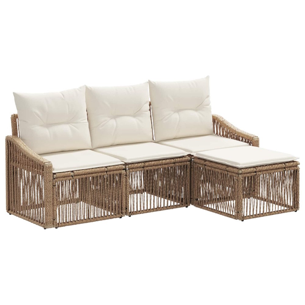 vidaXL Trädgårdsoffset 4 pcs Beige konstrotting