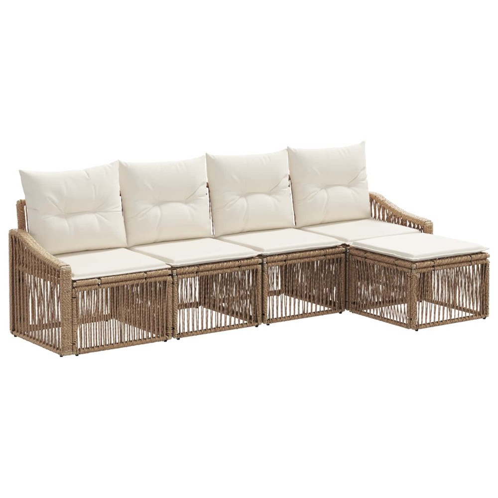vidaXL Trädgårdsoffset 5 pcs Beige konstrotting