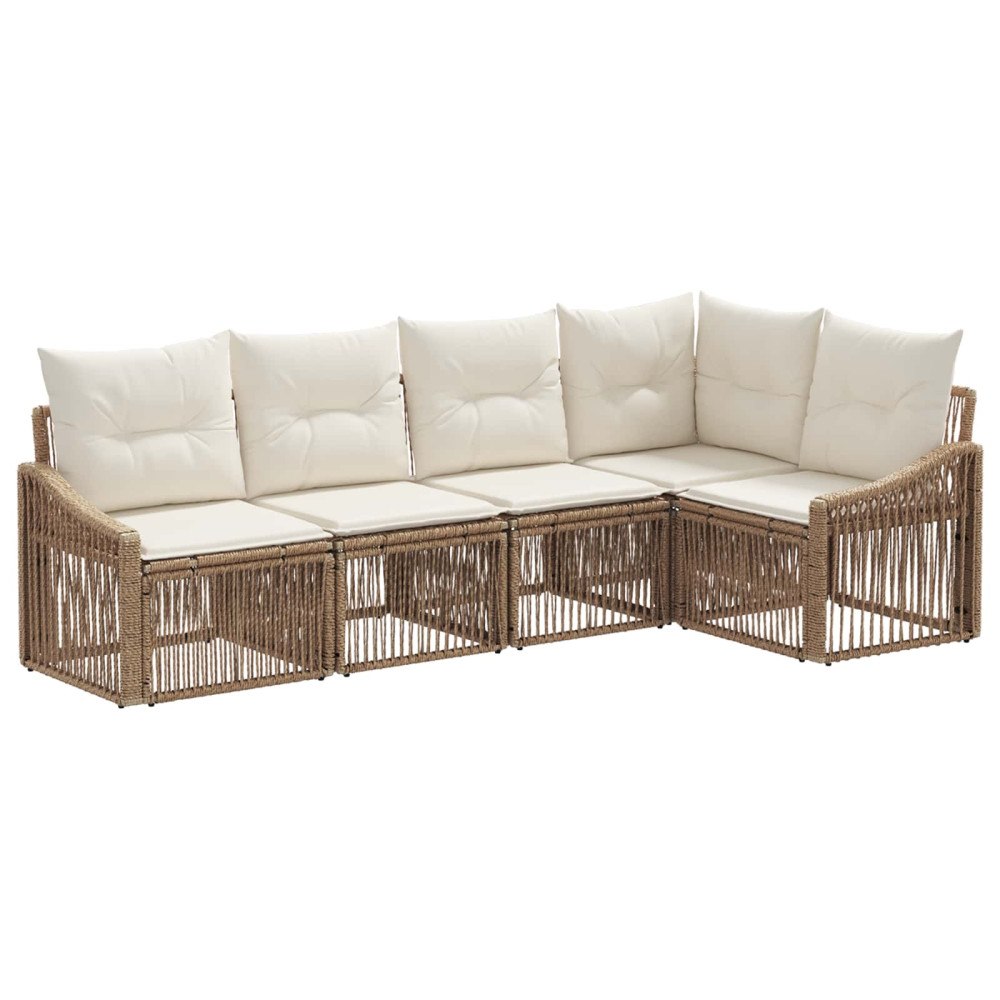 vidaXL Trädgårdsoffset 5 pcs Beige konstrotting