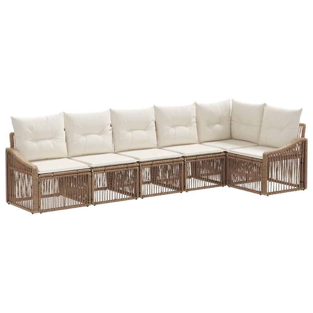 vidaXL Trädgårdsoffset 6 pcs Beige konstrotting