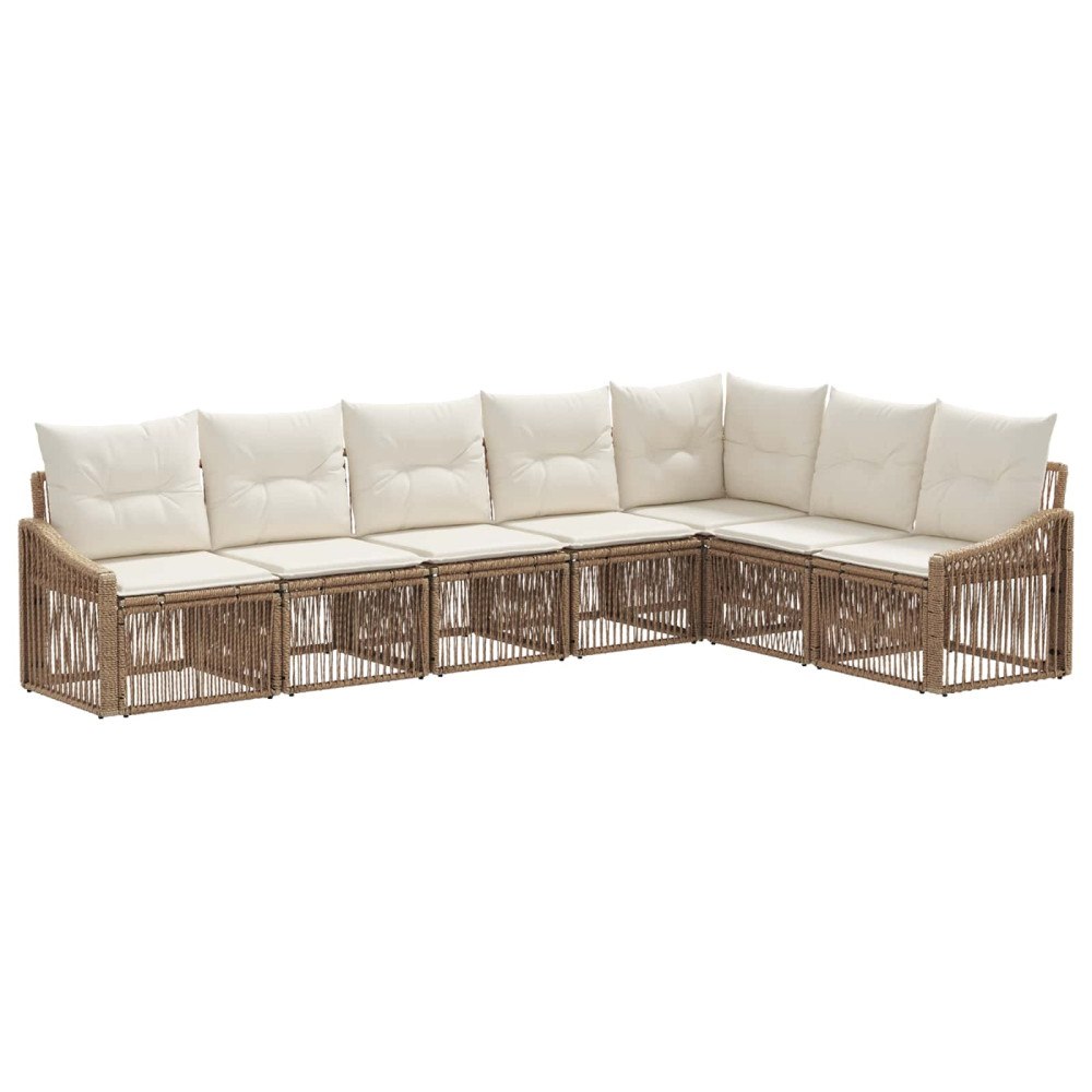 vidaXL Trädgårdsoffset 7 pcs Beige konstrotting