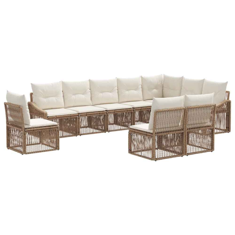 vidaXL Trädgårdsoffset 10 pcs Beige konstrotting