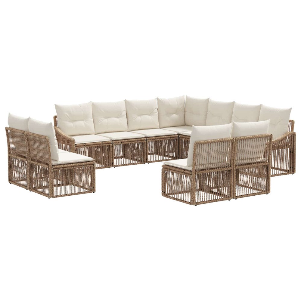 vidaXL Trädgårdsoffset 11 pcs Beige konstrotting