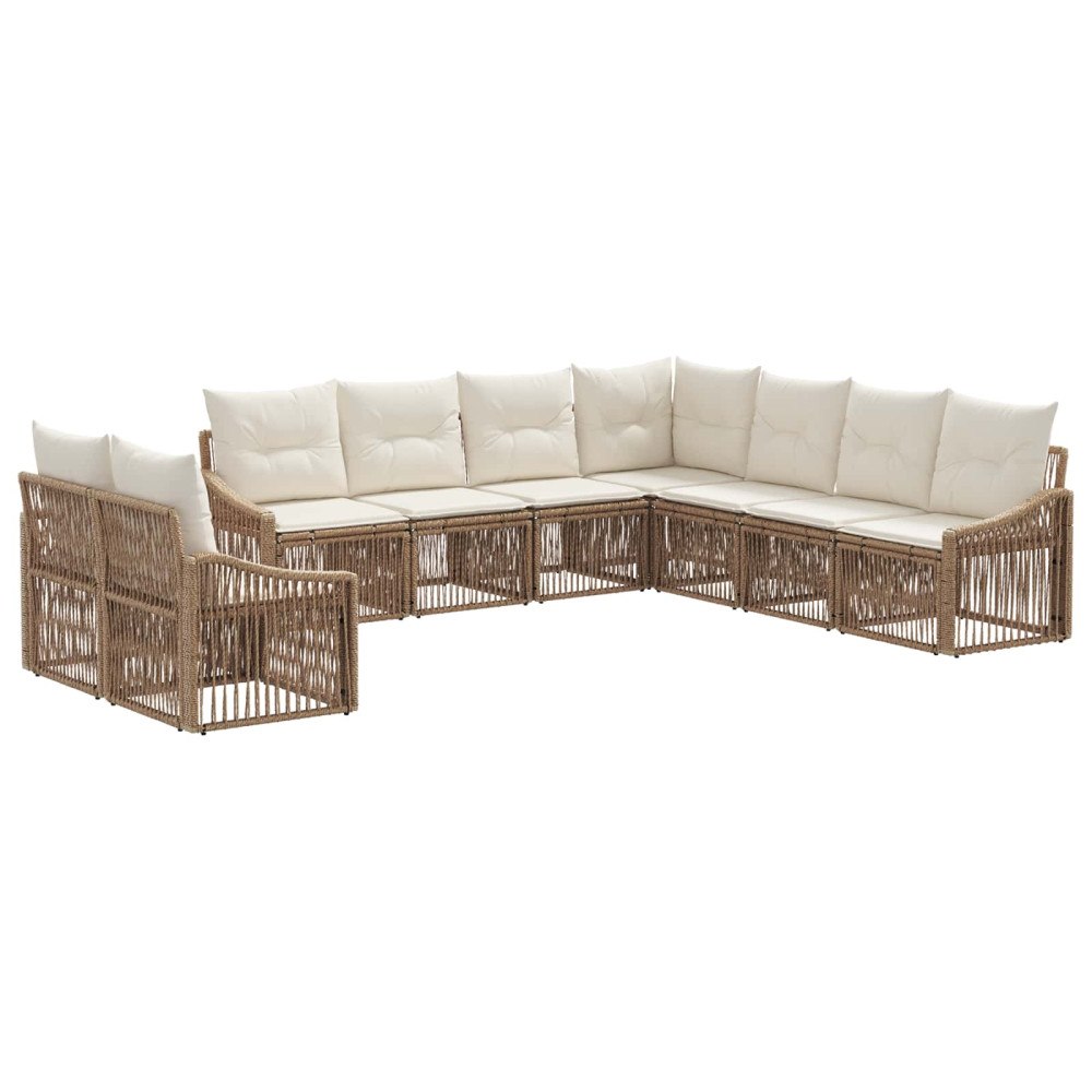 vidaXL Trädgårdsoffset 9 pcs Beige konstrotting