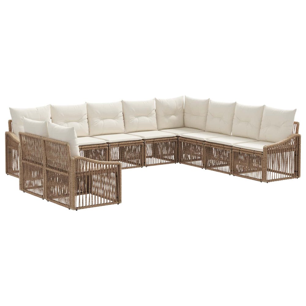 vidaXL Trädgårdsoffset 10 pcs Beige konstrotting