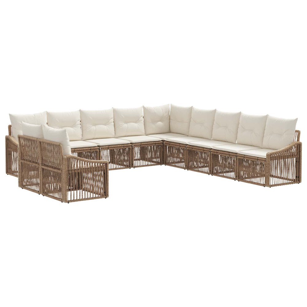 vidaXL Trädgårdsoffset 11 pcs Beige konstrotting