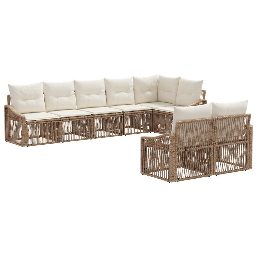 vidaXL Trädgårdsoffset 8 pcs Beige konstrotting