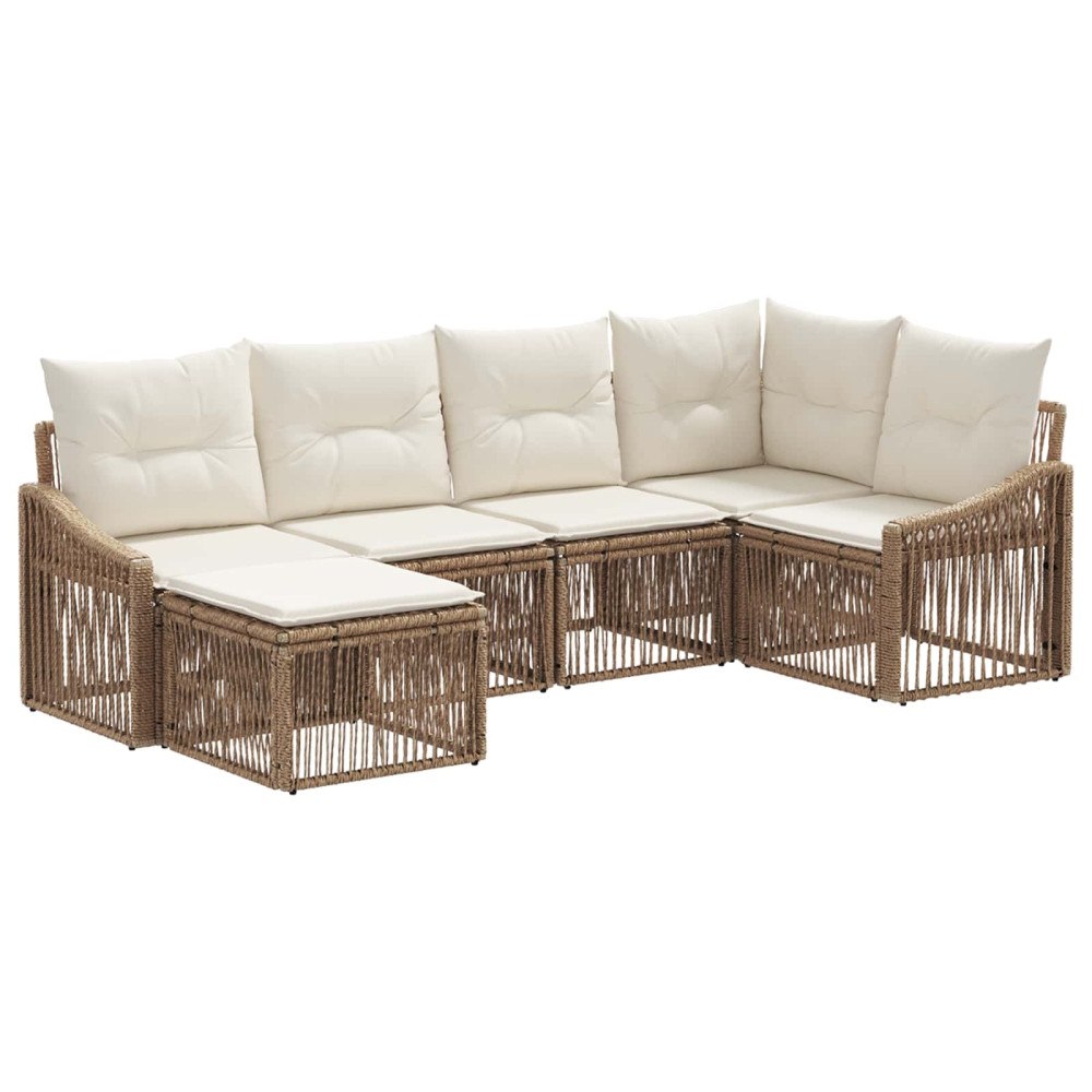 vidaXL Trädgårdsoffset 6 pcs Beige konstrotting