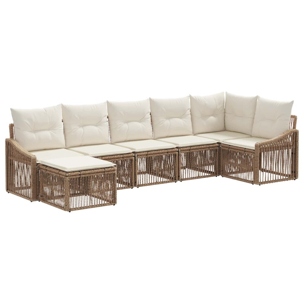 vidaXL Trädgårdsoffset 7 pcs Beige konstrotting
