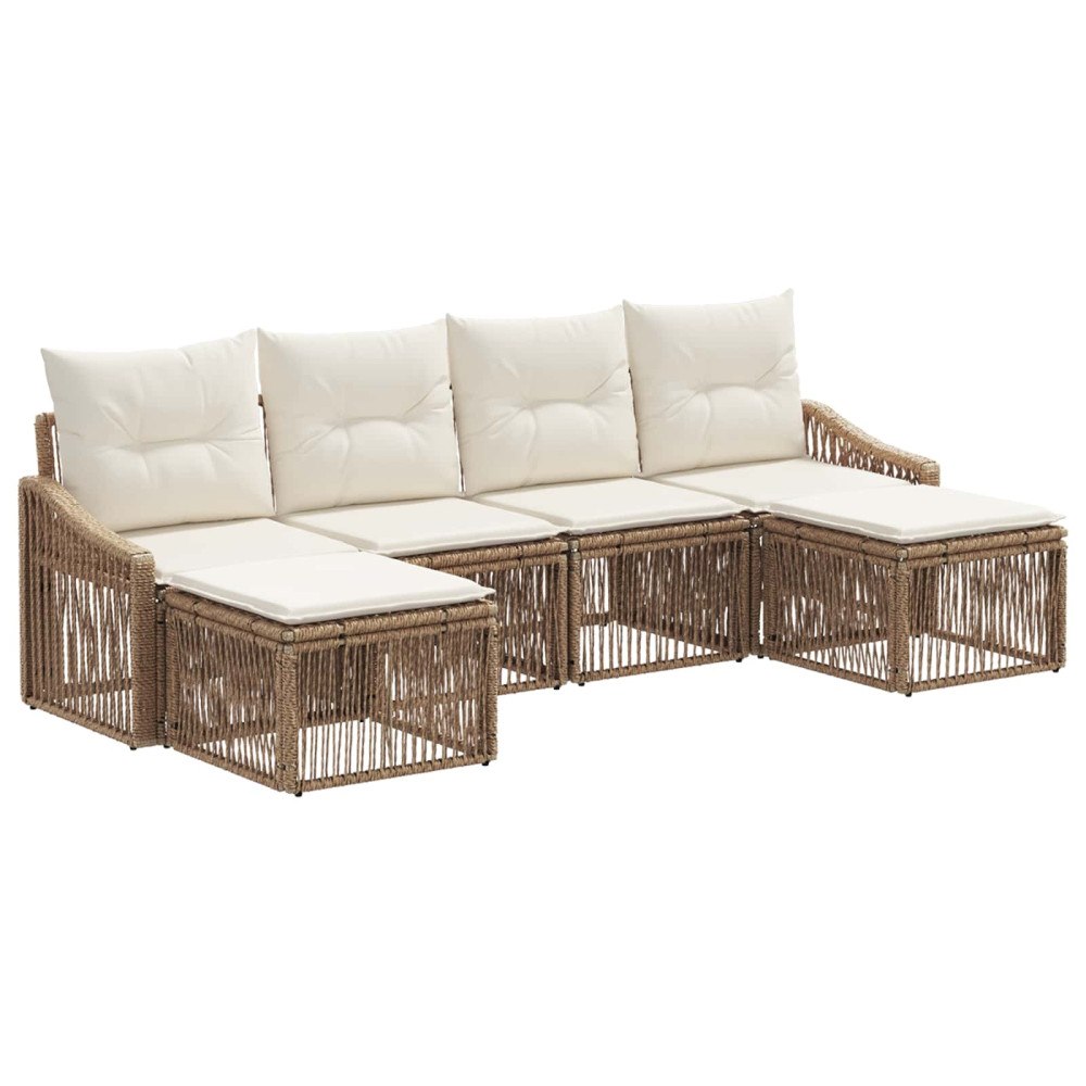 vidaXL Trädgårdsoffset 6 pcs Beige konstrotting