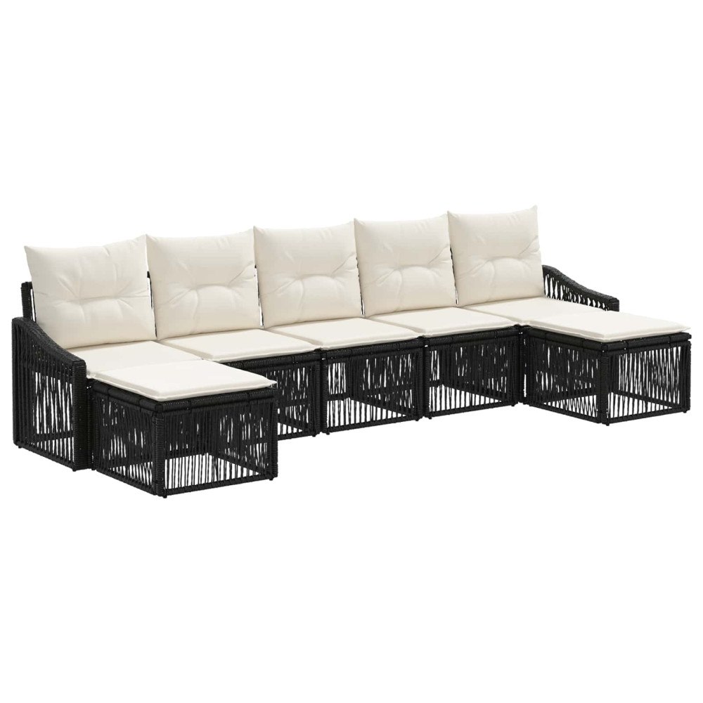 vidaXL Trädgårdsoffset 7 pcs Svart konstrotting