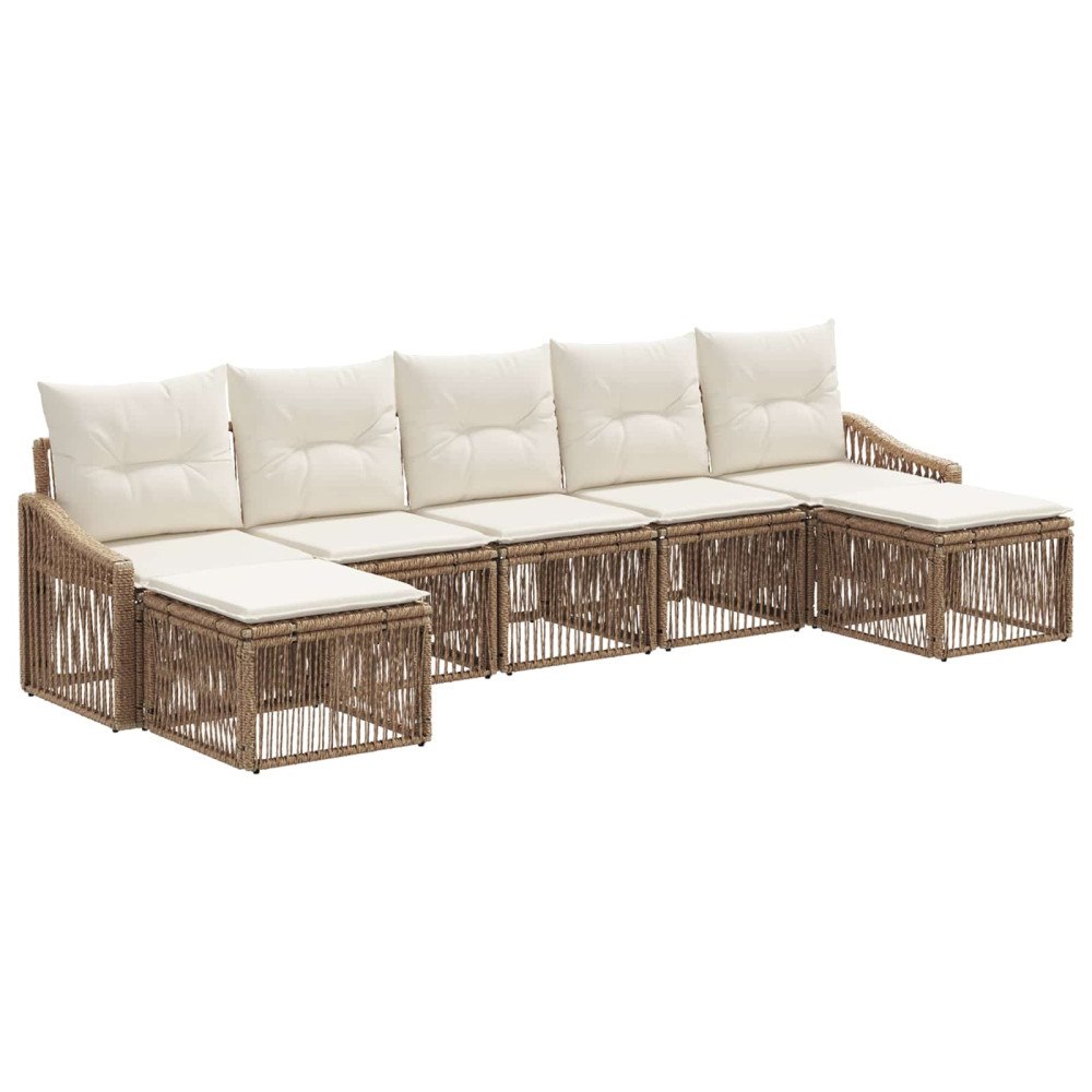 vidaXL Trädgårdsoffset 7 pcs Beige konstrotting