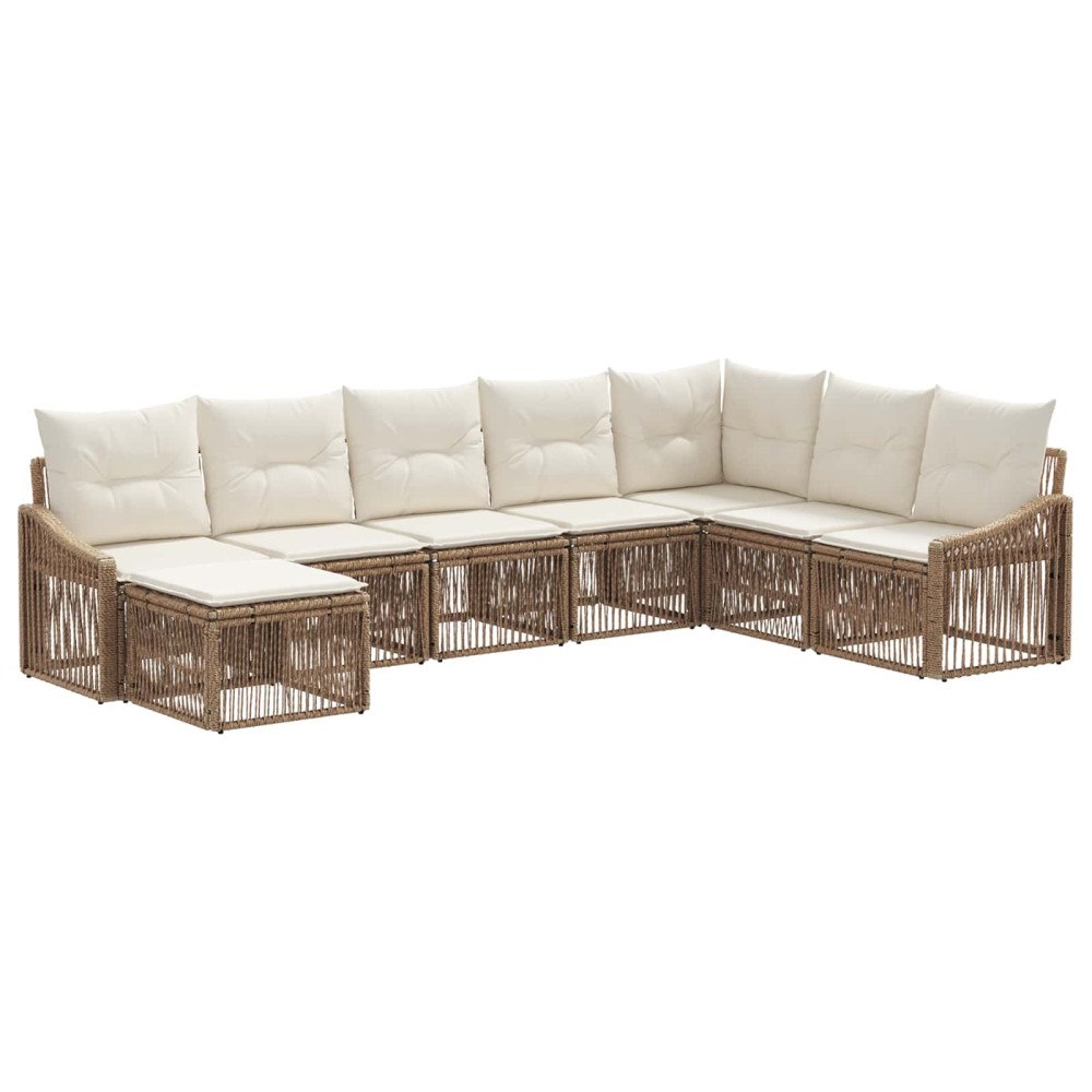 vidaXL Trädgårdsoffset 8 pcs Beige konstrotting