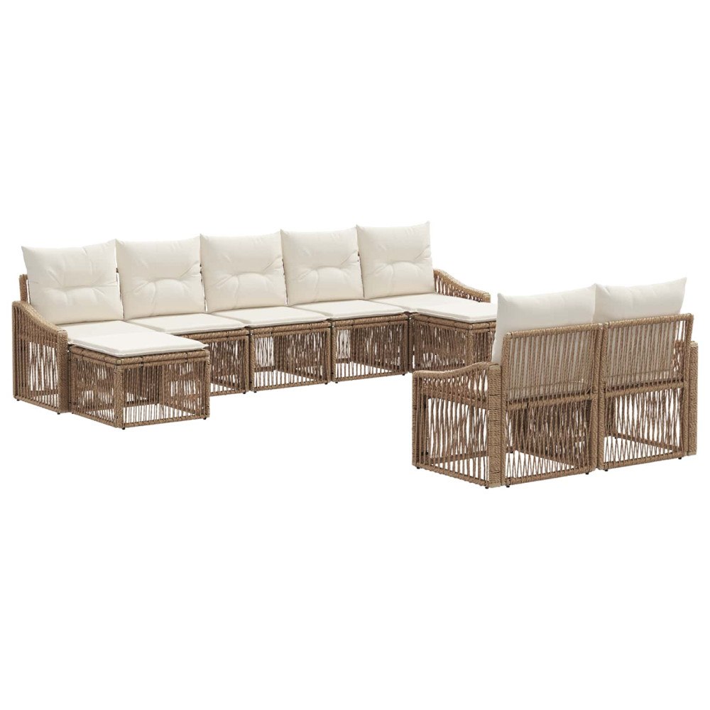 vidaXL Trädgårdsoffset 9 pcs Beige konstrotting