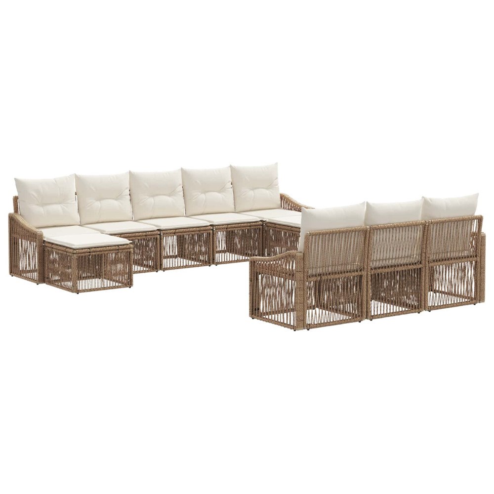 vidaXL Trädgårdsoffset 10 pcs Beige konstrotting