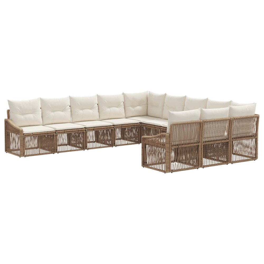 vidaXL Trädgårdsoffset 11 pcs Beige konstrotting