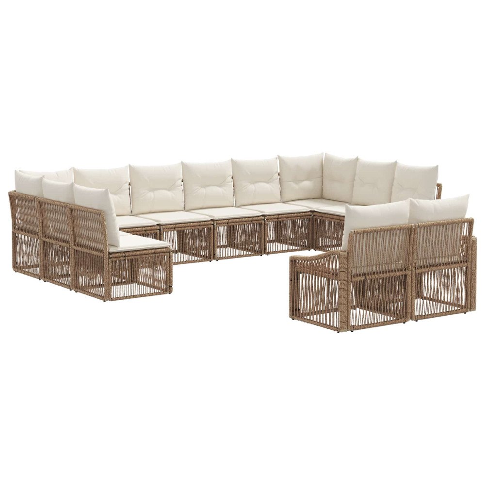 vidaXL Trädgårdsoffset 12 pcs Beige konstrotting