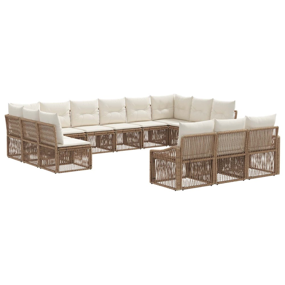 vidaXL Trädgårdsoffset 13 pcs Beige konstrotting