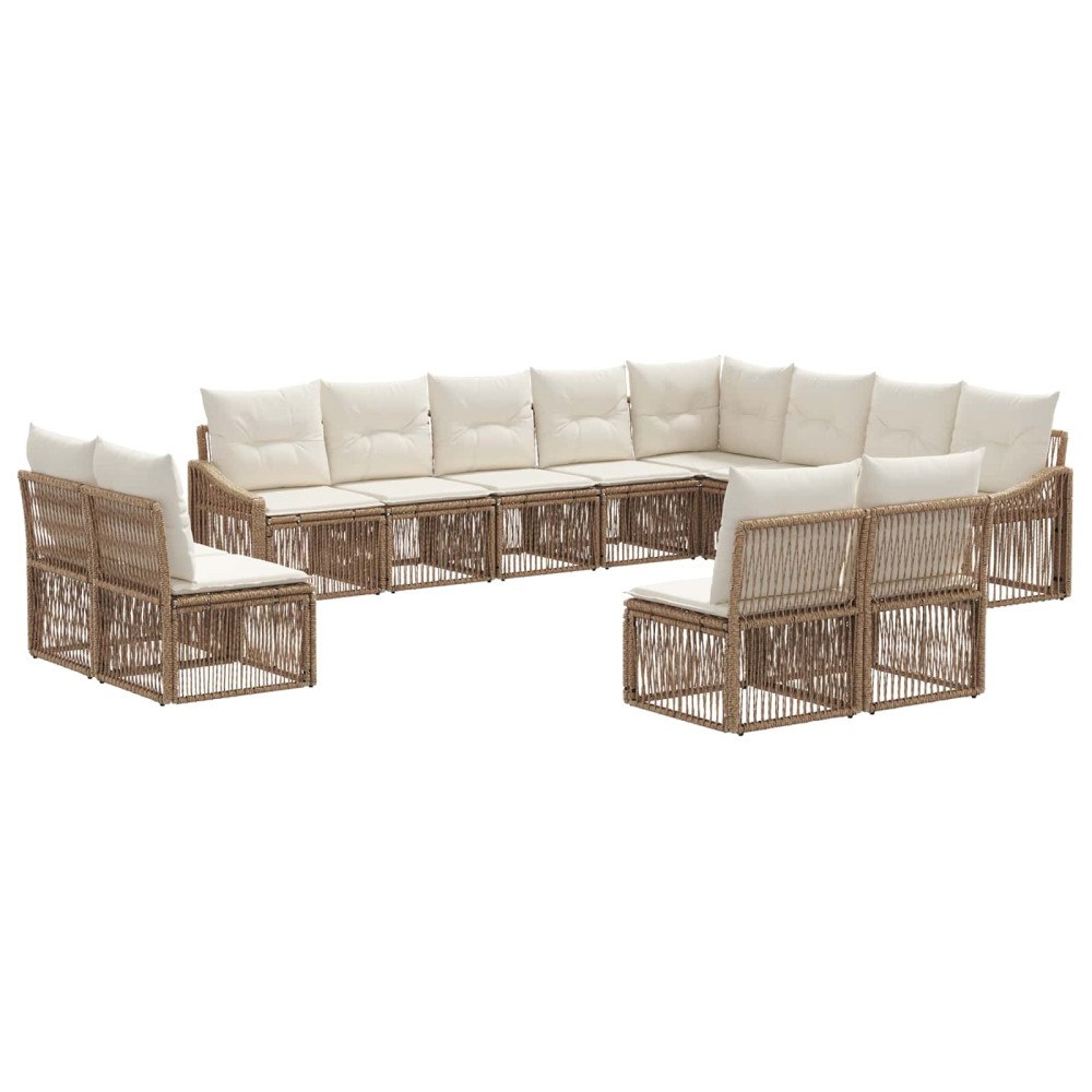 vidaXL Trädgårdsoffset 12 pcs Beige konstrotting