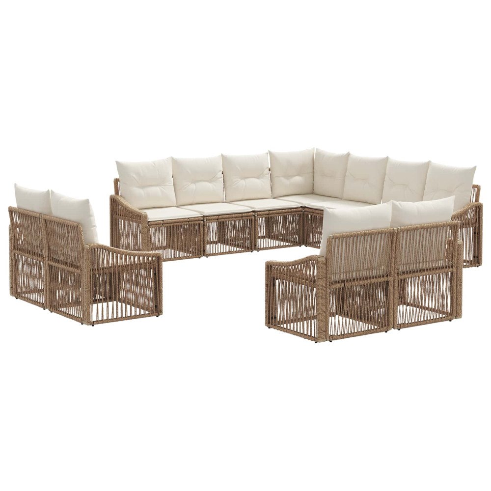 vidaXL Trädgårdsoffset 11 pcs Beige konstrotting