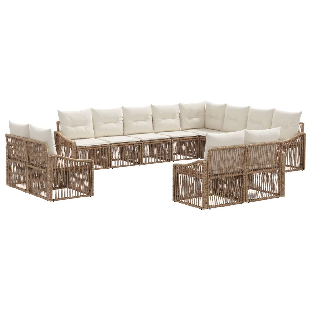 vidaXL Trädgårdsoffset 12 pcs Beige konstrotting