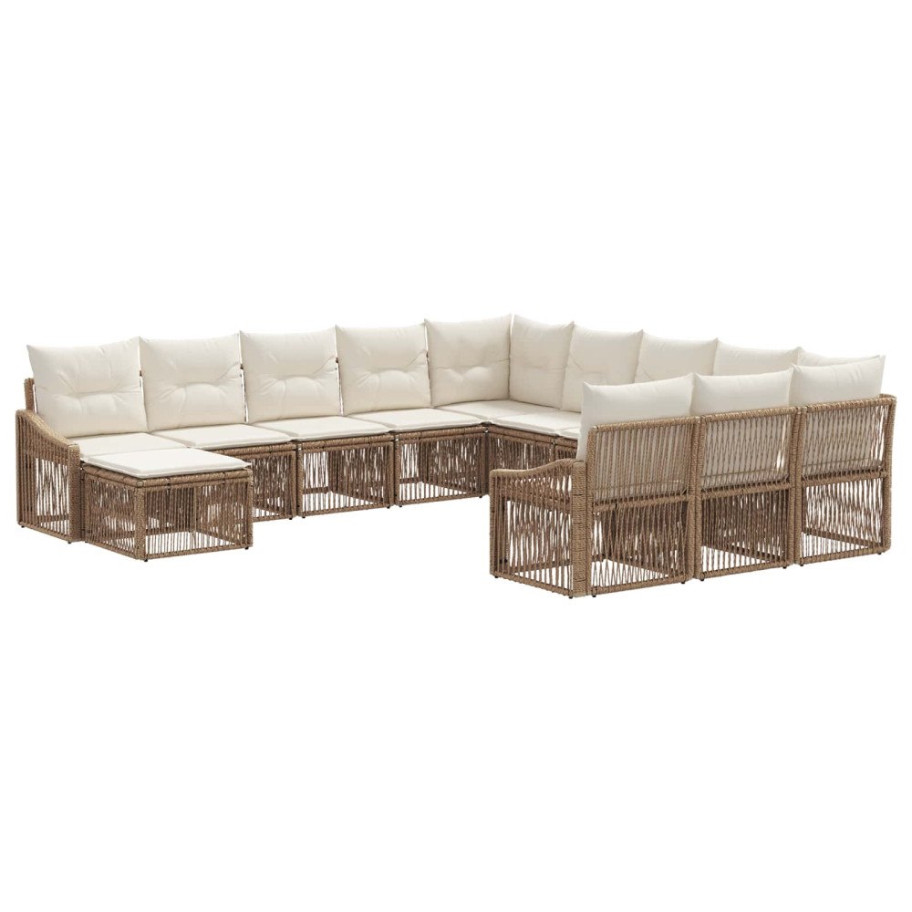 vidaXL Trädgårdsoffset 12 pcs Beige konstrotting